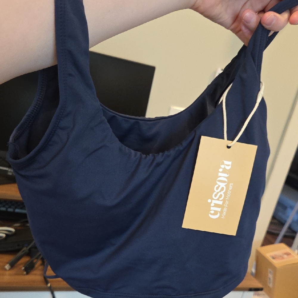 Crissova Navy Nursing Crop Top